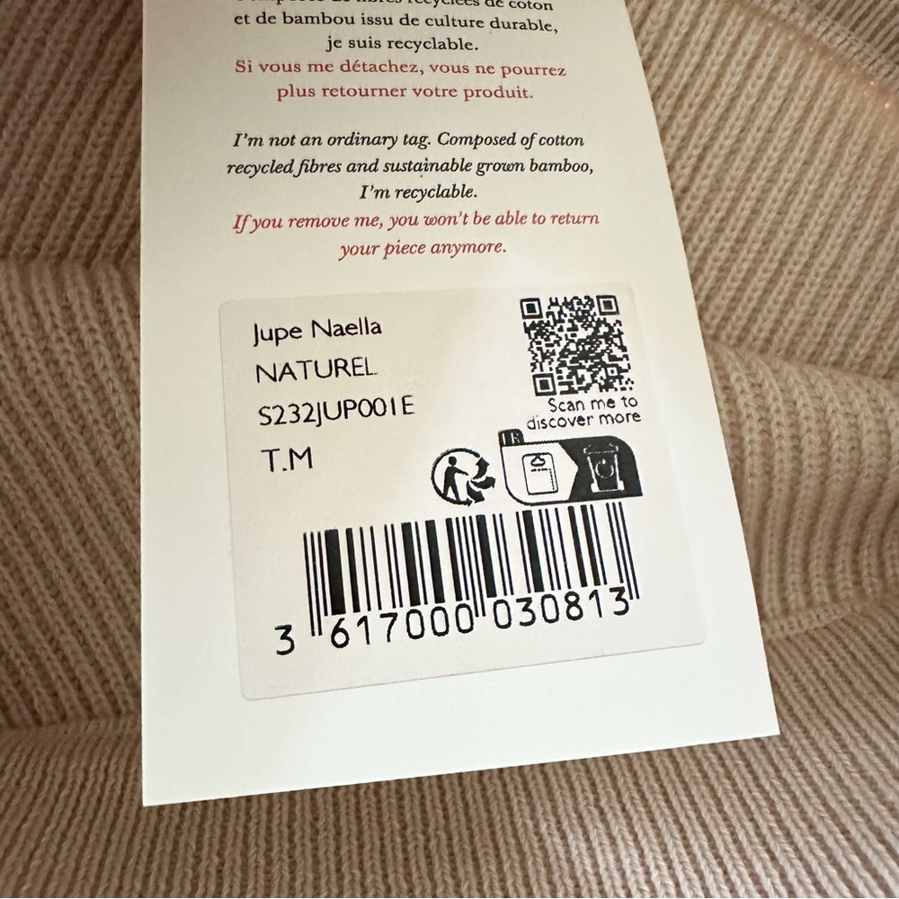 SEZANE Naella Merino Wool Jupe Knit Skirt NEW - Picture 6 of 8